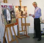 Kunstenaar in atelier